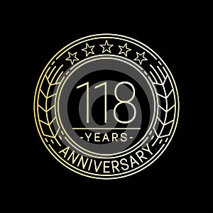 118 years anniversary celebration logo template. 118th line art vector and illustration.