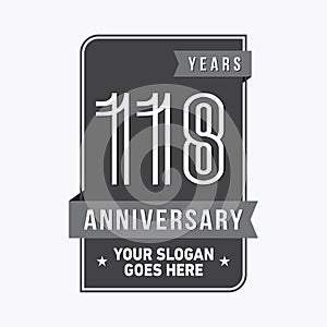 118 years celebrating anniversary design template. 118th logo. Vector and illustration.