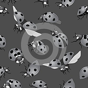 1192 insects, Seamless pattern in gray tones with beetles, ornament for fabric