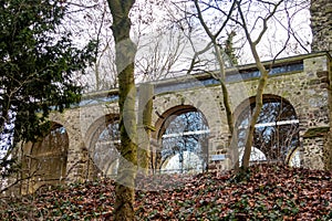 11th-century St-Lambertus chapel with modern glass windows, Leuven, Belgium