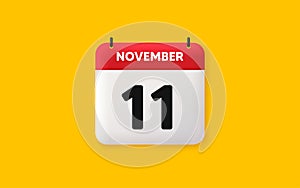 11th day of the month icon. Event schedule date. Calendar date 3d icon. Vector