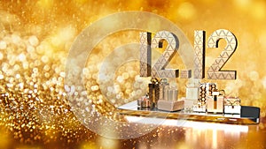 The 12.12 gold number for spacial offer concept 3d rendering