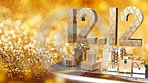 The 12.12 gold number for spacial offer concept 3d rendering