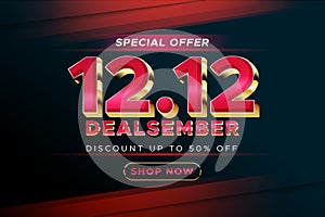 12.12 online dealsember shopping festival discount up to 50% off banner template . shopping festival, end of year sale poster.