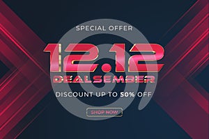 12.12 online dealsember shopping festival discount up to 50% off banner template . shopping festival, end of year sale poster.