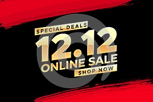 12.12 online sale shopping festival discount up to 50% off banner template . shopping festival, end of year sale poster.