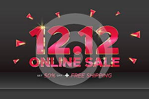 12.12 online sale shopping festival discount up to 50% off banner template . shopping festival, end of year sale poster.