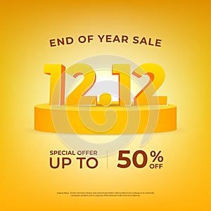 12.12 Shopping day Poster or banner. 12.12 End of year sale banner template design for social media and website