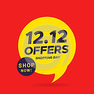 12.12 Shopping day sale poster or flyer design. 12.12 Crazy sales online.