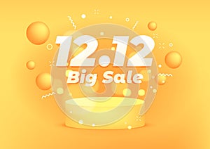 12.12 Super sale discount banner template promotion design. 12.12 Crazy sales online