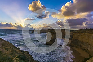 12 Apostles along the Great Ocean Road at sunset