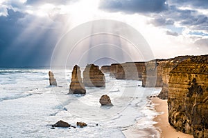 12 Apostles rocks - amazing view of sun rays.