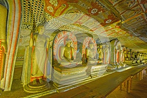 12 Century Dambulla Cave Golden Temple And Statues