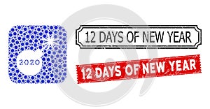 12 Days of New Year Distress Rubber Stamps and Cell Stencil Mosaic 2020 Petard