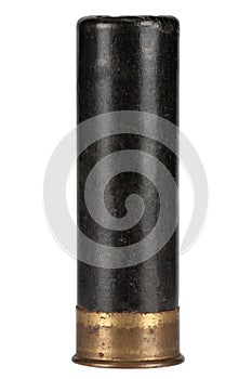 12 gauge black cartridge isolated on white