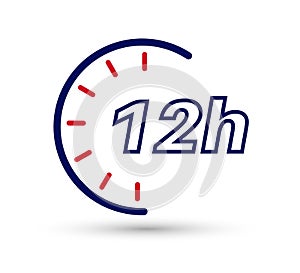 12 hours clock new vector icons. Delivery service, speedy delivery online deal remaining time web site symbols.