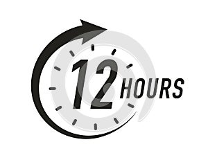 12 hours timer vector symbol black color