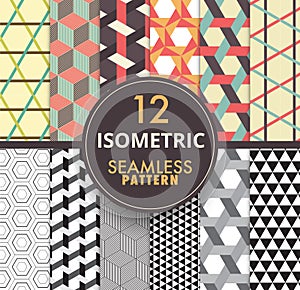 12 isometric seamless pattern collection.isometric seamless patt