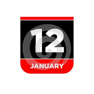 12 January vector calendar vector icon. 12 Jan card
