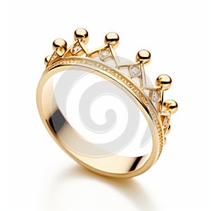 12 Karat Yellow Gold Crown Setting Ring With Diamond Accents