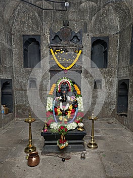 12 March 2023, Pune, India, Trishund Ganpati Temple, Over 250 year old temple, It is highly decorated with figures, animals, and