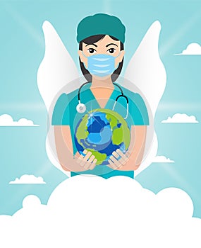 12,may. International nurse day. illustration. nurse day ,doctor and nurse - COVID-19 pandemic concept