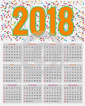 12 Months Calendar Design 2018