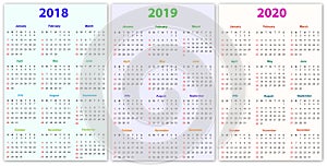 12 months Calendar Design 2018-2019-2020