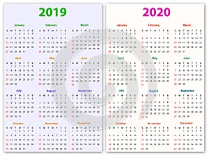 12 months Calendar Design 2019-2020