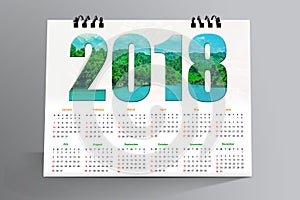 12 months Desktop Calendar Design 2018