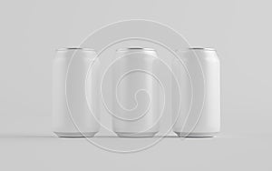 12 oz. / 330ml Aluminium Can Mockup - Three Cans. Blank Label.  3D Illustration