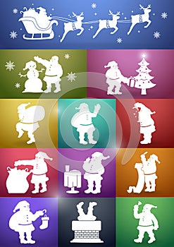 12 Santa Claus Silhouette Set