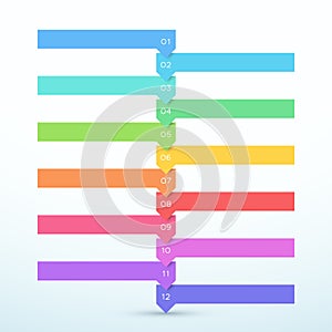 12 Step Arrow List Colorful Banners Infographic Diagram