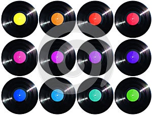 12 vinyl records 1500px height size and labels