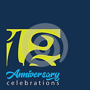 12 YEAR Anniversary celebrations logo design concept Premium Vector