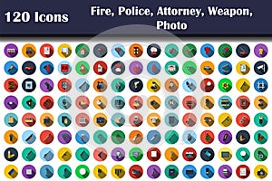 120 Icons Of Fire, Police, Attorney, Weapon, Photo