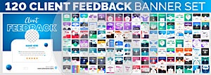 120 mega big bundle of client feedback social media post banner set. Customer feedback testimonial
