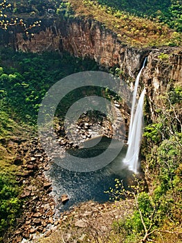 120 meters waterfall in Chapada dos Veadeiros, Brazil