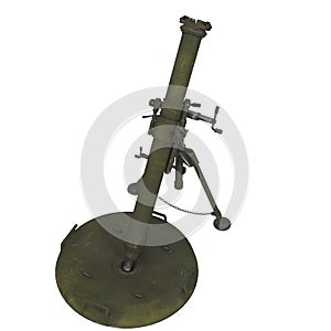 The 120-mm mortar cannon gun 2B11 on white background. 3d illustration