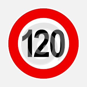 120 per hour speed road sign