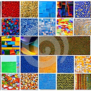 1206 Abstract Mosaic Collage: A creative and expressive background featuring an abstract mosaic collage with vibrant colors, fra