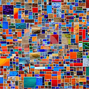 1206 Abstract Mosaic Collage: A creative and expressive background featuring an abstract mosaic collage with vibrant colors, fra