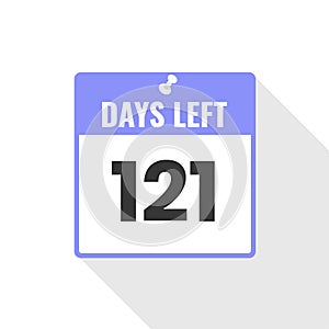 121 Days Left Countdown sales icon. 121 days left to go Promotional banner