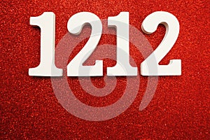 1212 alphabet letters on red glitter background