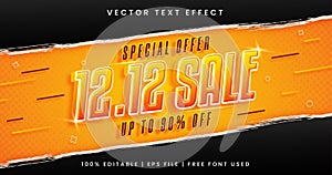 1212 discount sale, shine editable text effect style template