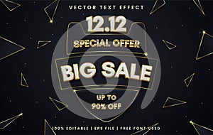 1212 sale, golden editable text effect style