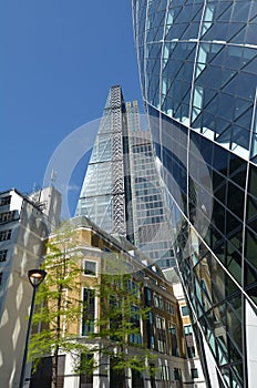 122 Leadenhall Street tower and 30 St Mary Axe faced in City of