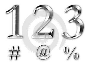 123 3D Silver Numbers Signs