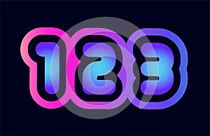 123 pink blue gradient number logo icon design
