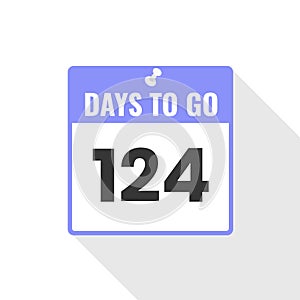 124 Days Left Countdown sales icon. 124 days left to go Promotional banner